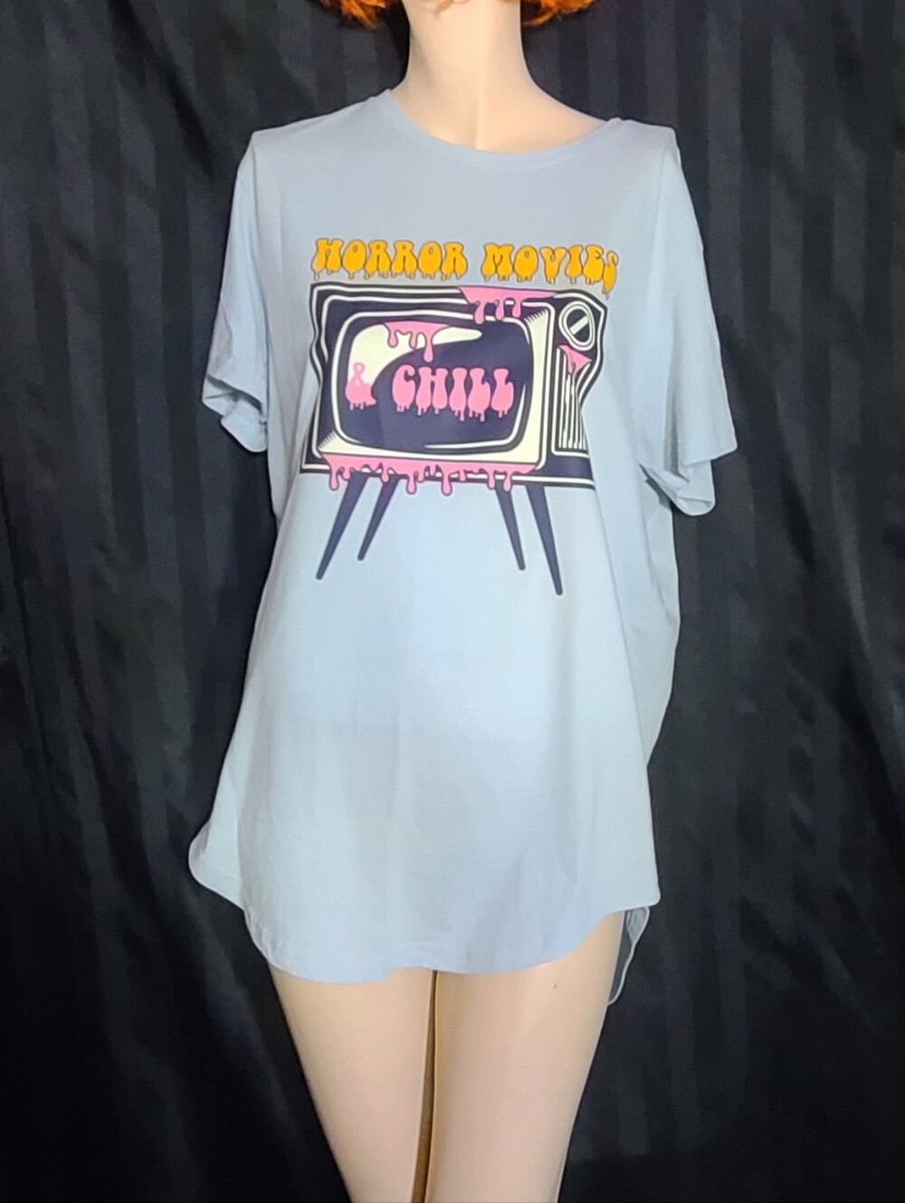 Custom Horror Movies & Chill Oversized T-Shirt Dress L